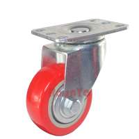 3in 4in 5in Medium duty caster red PVC caster wheel swiveling with 6 hole mounting plate