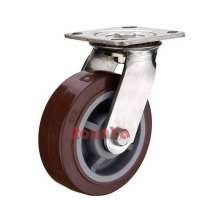 4inch to 8 inch heavy duty duty stainless steel caster top plate swivel plastic core PU wheel with double ball bearing