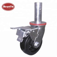 Scaffold 4" to 8" black mold-on rubber caster wheel with brake