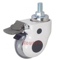 3in cover clean quiet smooth hospital medical plastic caster braked with clear PU wheel