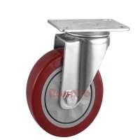 Medium Duty swivel plate polyurethane casters non-marking 3" 4" 5" single ball  bearing for trolley