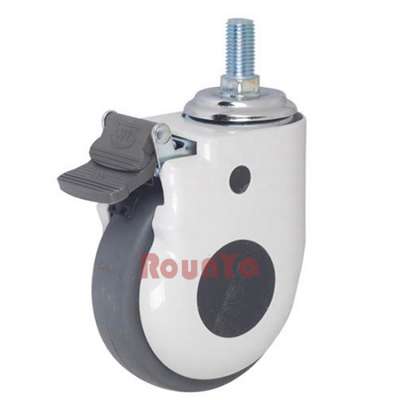 Medical equipment  caster 3" 4" 5" 60Kg to 100Kg TPR wheel castor threaded dual brake type for trolley hospital bed