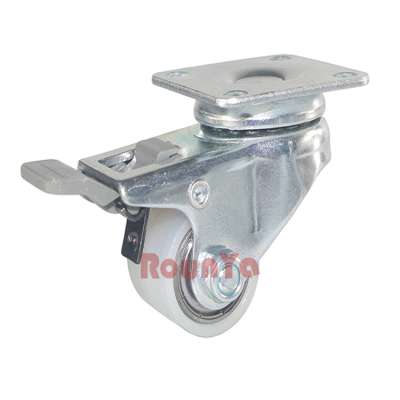 ROUNYA 1.25 inch low profile total brake business machine casters with double ball bearing glass filled nylon caster wheels