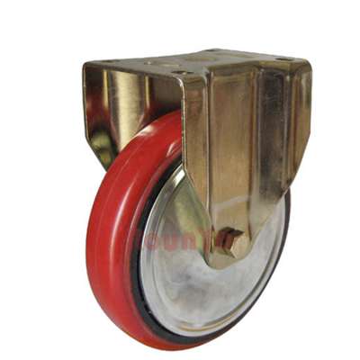 Heavy duty red polyurethane cast iron hub non skid mark caster wheels