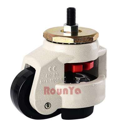 Adjustable industrial caster retractable machine leveling caster threaded stem mounted with nylon caster wheel