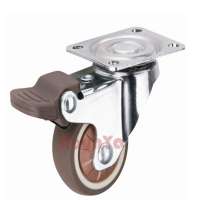 Low profile office chair caster wheels swivel top plate brake casters on TPR wheels for furniture