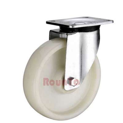 Rounya 80 series high quality white nylon caster heavy duty swivel without brake caster wheel