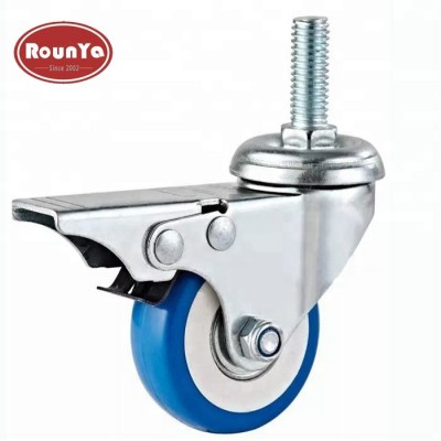 50mm light duty non marking pvc threaded stem M10x30 braked castors