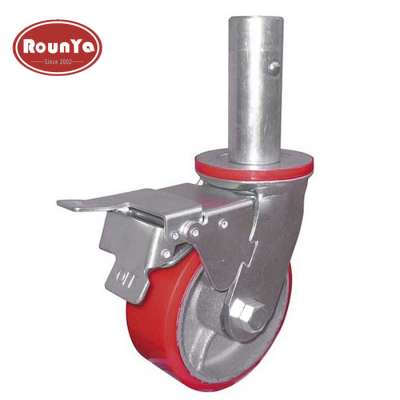 Industrial locking scaffold casters with cast iron PU caster wheel