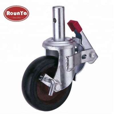 Heavy duty rubber wheel for mobile adjustable scaffold caster wheel with brake