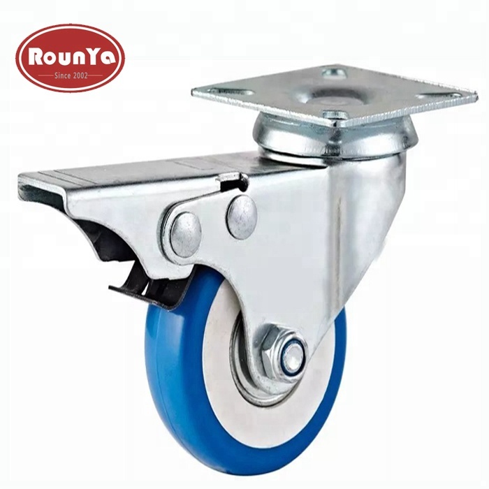 50mm light duty non marking pvc braked castors