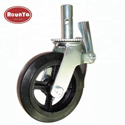 6 inch 8 inch Scaffold caster wheel black rubber mold on steel Scaffolding caster