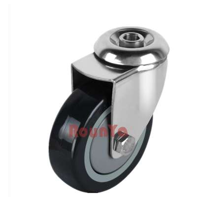 3 4 5 Medium duty bolt hole swivel stainless steel caster with red PU wheel single ball bearing